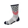 Fun Patriotic Grey Red Navy Blue American Flag Stars & Stripes Made in USA Athletic Running Work-out Socks Gift for Men & Women