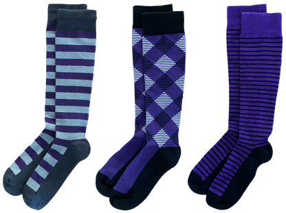 Purple 3-pack of American Made 15-20mmHg OTC Compression Socks