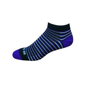 Racer - Black, Purple & Grey. American Made Stripe Ankle Athletic Socks
