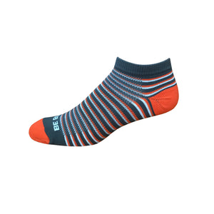 Racer - Dark Grey, Orange & White. American Made Stripe Ankle Athletic Socks
