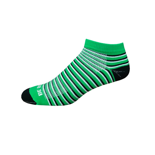 Racer - Lime, Black & White. American Made Stripe Ankle Athletic Socks