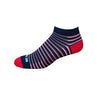 Racer - Navy, Red & White. American Made Stripe Ankle Athletic Socks