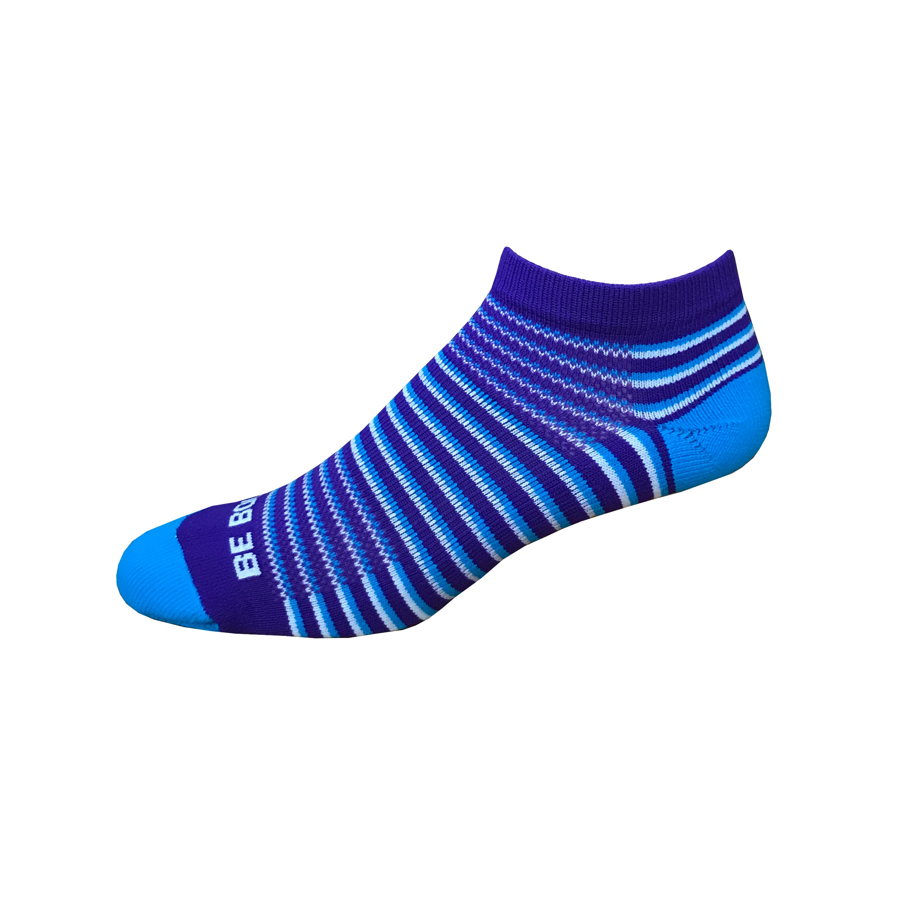 Racer - Purple, Light Blue & White. USA-made Stripe Ankle Athletic Socks - Boldfoot  Socks