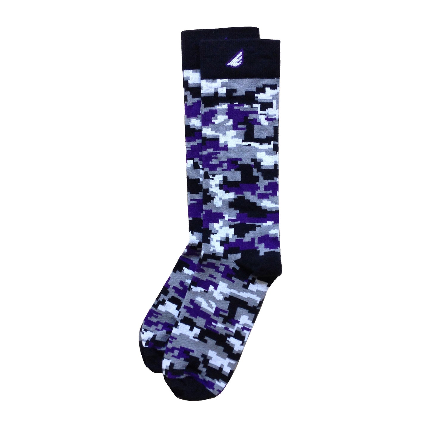 TCU Horned Frogs Baltimore Ravens Northwestern Digital Camo Camouflage Digicamo Quality Fun Unique Crazy Dress Casual Socks Black Purple Grey White Made in America USA