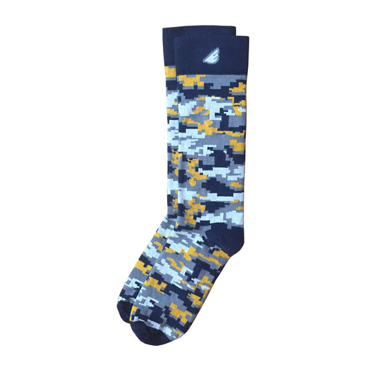 Ranger - Navy & Gold. American Made Dress / Casual Digital Camo Socks