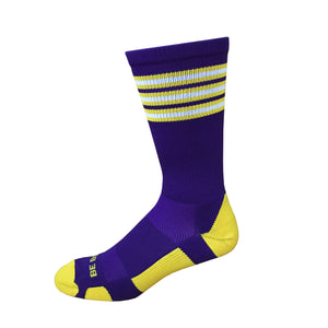 Rookie - Purple & Gold. American Made Unique Athletic Socks