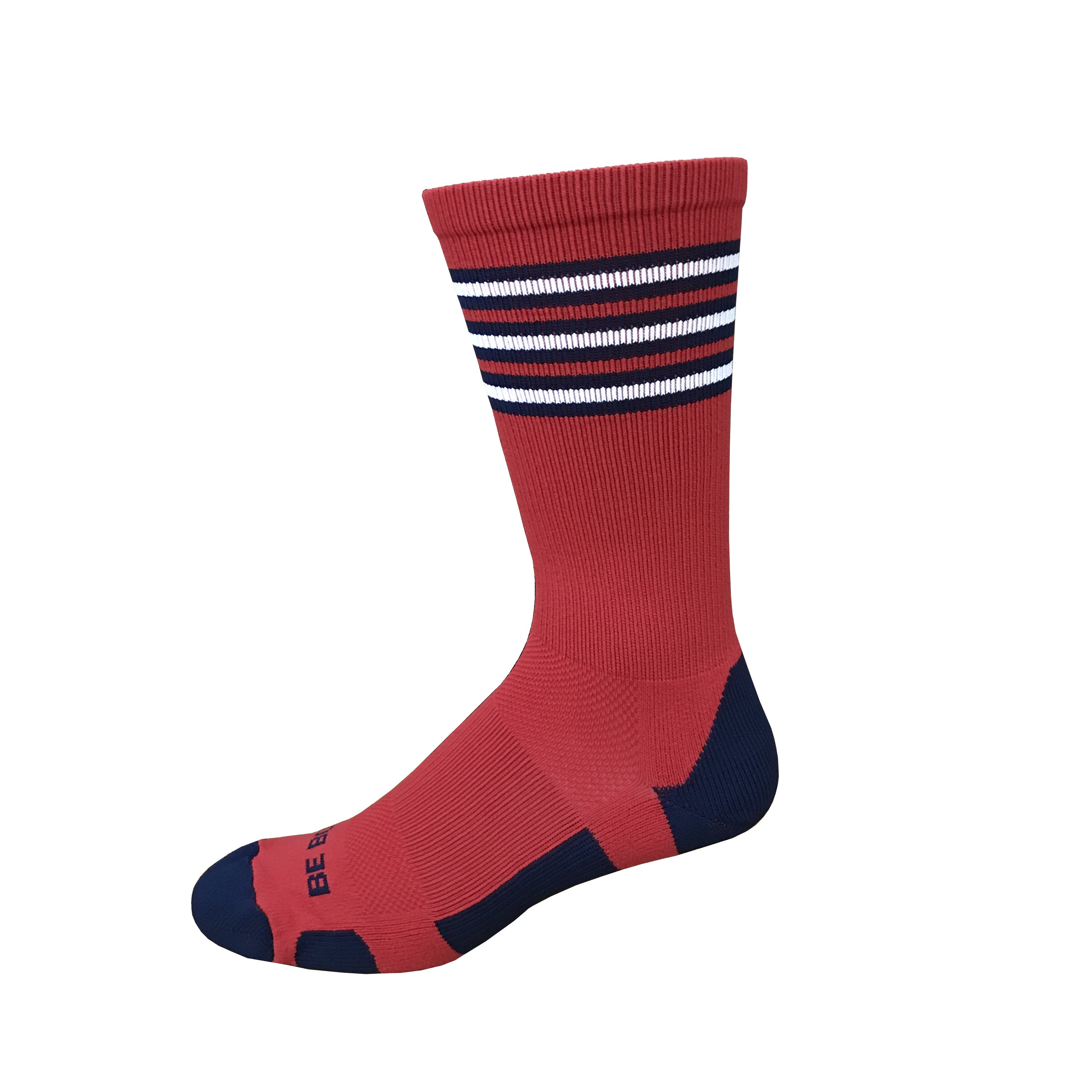 Rookie - Red & Navy. USA Made Old School Gym Athletic Socks