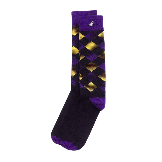 LSU Tigers ECU Pirates JMU Argyle Quality Fun Unique Crazy Dress Casual Socks Black Purple Gold Made in America USA