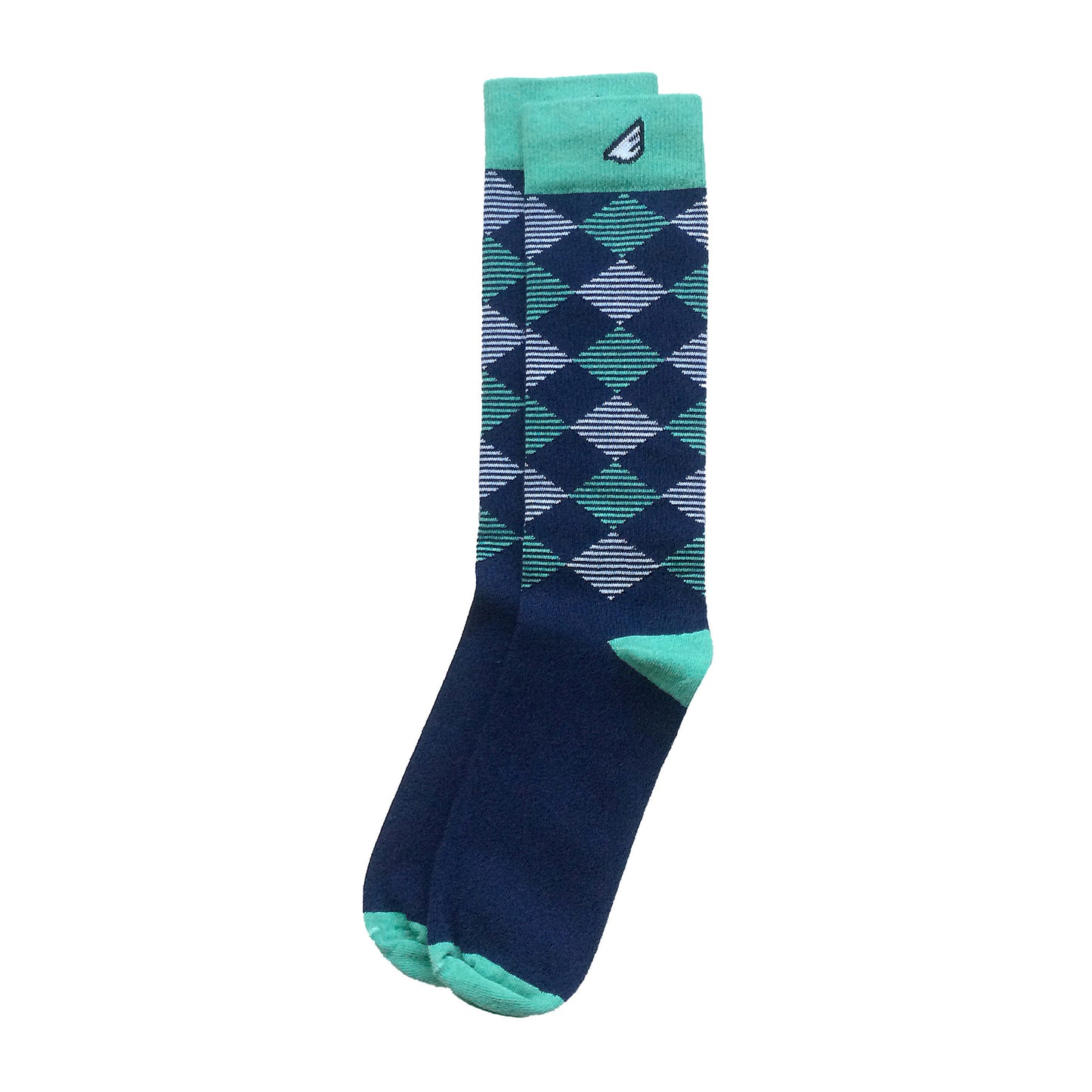 Argyle Quality Fun Unique Crazy Dress Casual Socks Navy Light Green White Made in America USA