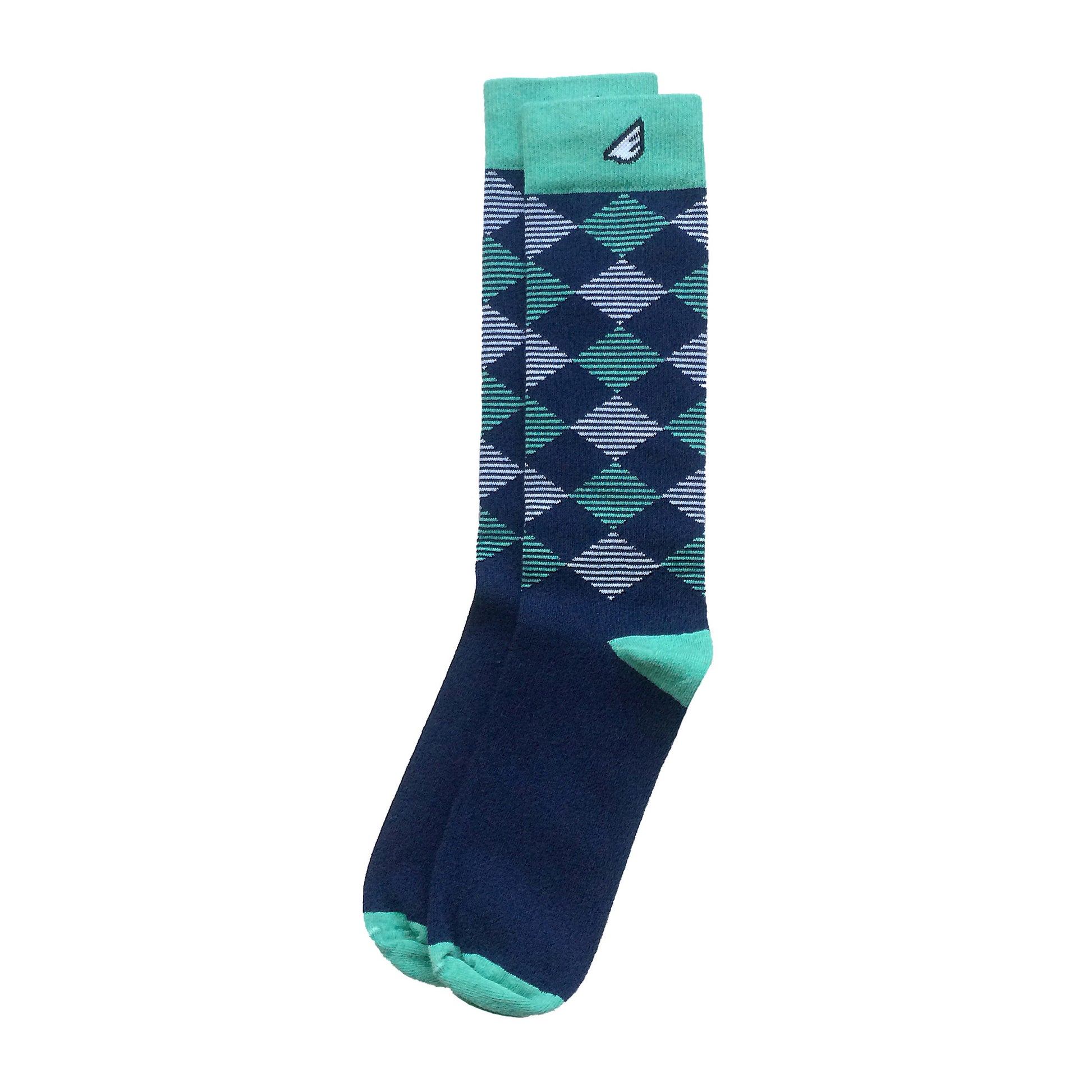 Argyle Quality Fun Unique Crazy Dress Casual Socks Navy Light Green White Made in America USA