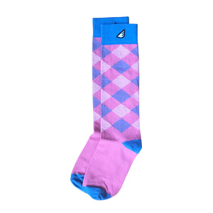 Scotsman - Pink & Sky Blue. American Made Dress / Casual Argyle Socks