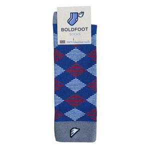 USA Argyle Quality Fun Unique Crazy Dress Casual Socks Red White Royal Blue Grey in America