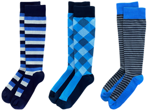 Sky Blue 3-pack of American Made 15-20mmHg OTC Compression Socks