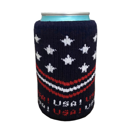 Stars & Stripes USA! Knit Beer Drink Koozie