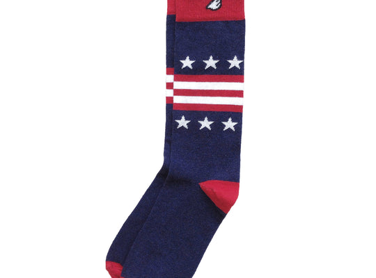 New England Patriots Quality Fun Unique Crazy Stars & Stripes Dress Casual Socks Navy Red White Made in America USA Flag