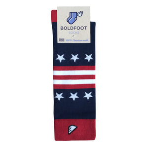 New England Patriots Quality Fun Unique Crazy Stars & Stripes Dress Casual Socks Navy Red White Made in America USA Flag Packaging