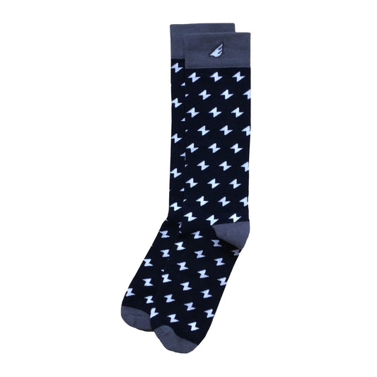 Men's Fun Unique Crazy Lightning Bolt Polka Dot Dress Casual Socks Black Grey White Made in America USA
