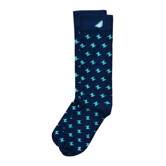 Men's Fun Unique Crazy Lightning Bolt Polka Dot Dress Casual Socks Navy Light Green Made in America USA