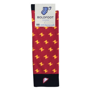 Harry Potter The Flash Men's Fun Unique Crazy Lightning Bolt Polka Dot Dress Casual Socks Red Black Gold Yellow Made in America USA
