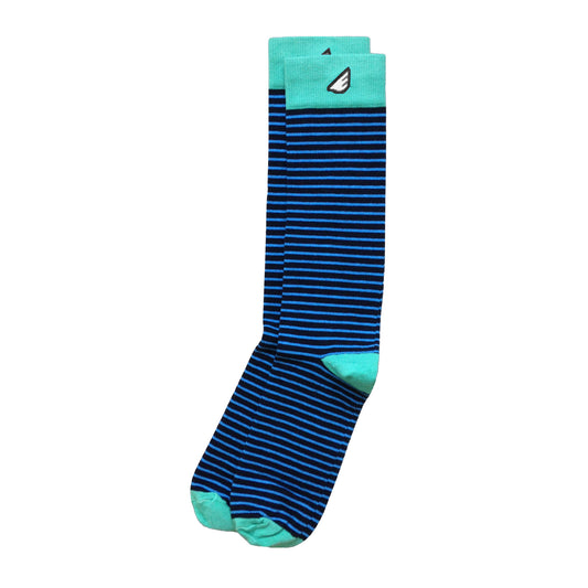 Men's Fun Unique Crazy Stripe Dress Casual Socks Black Sky Blue Green Made in America USA