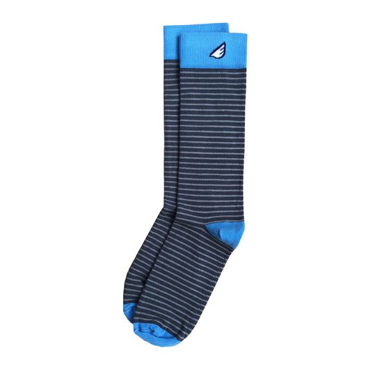 Men's Fun Unique Crazy Stripe Dress Casual Socks Dark Grey Light Grey Made in America USA
