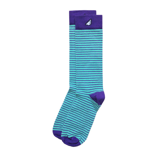 Charlotte Hornets Men's Fun Unique Crazy Stripe Dress Casual Socks Light Green Purple Made in America USA