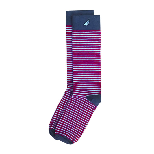 Underdog - Maroon, White & Dark Grey. American Made Dress / Casual Stripe Socks