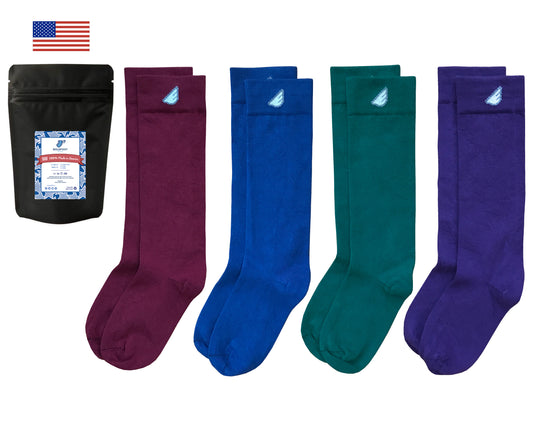 Colorful Variety 4-Pack - Premium Solids. American Made Dress Socks