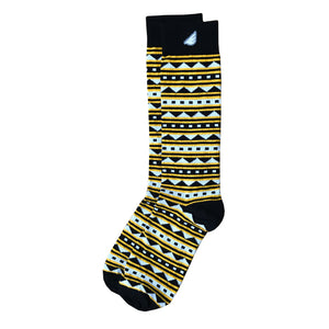 Warrior - Black & Gold. American Made Dress / Casual Fun Pattern Socks