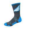 Wingman - Dark Grey & Electric Blue. American Made Unique Athletic Socks