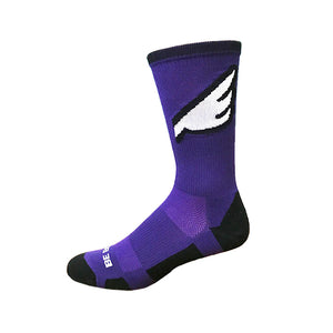Wingman - Purple & Black. American Made Unique Athletic Socks