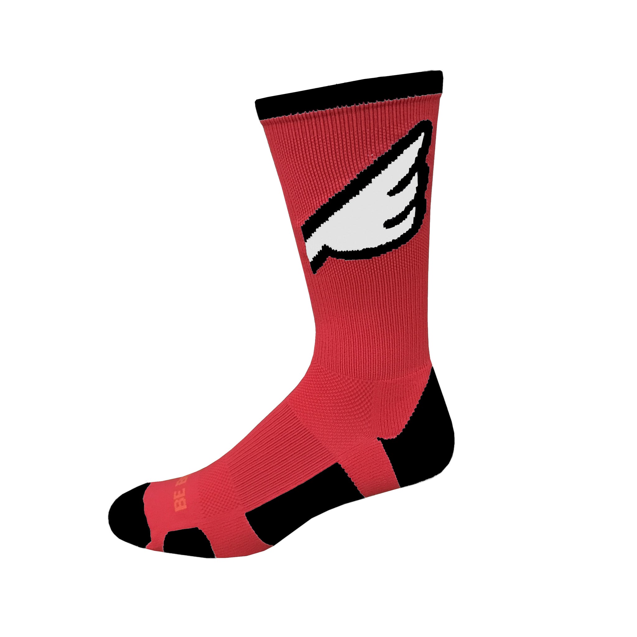 Wingman - Red & BLACK. USA Made Unique Hermes Wing Athletic Socks Medium (Mens Shoe Size 6-9, Womens 7-10)